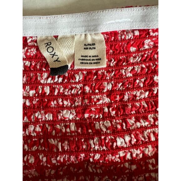 ROXY Sunshine Orange/White Poppy Floral Midi Button Down Off Shoulder Dress XL - Picture 7 of 10